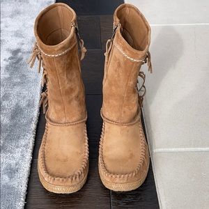 Ugg Suede Fringe Moccasin Booties